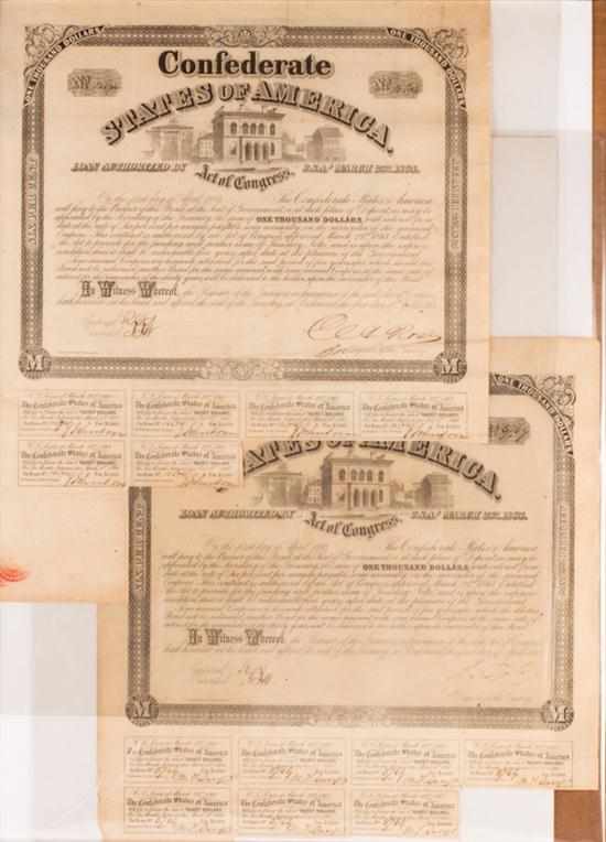 Appraisal: Two Confederate States of America Bonds issue of March one