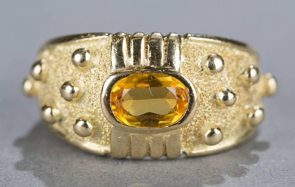 Appraisal: 's - 's style kt gold and citrine ring 's