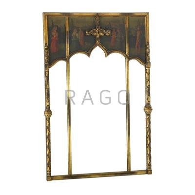 Appraisal: CONTINENTAL TRUMEAU MIRROR Hand-painted panels th c x Condition Report