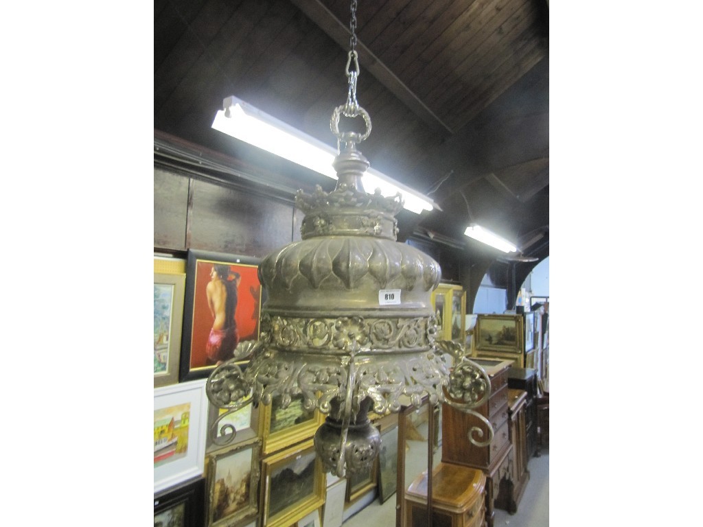 Appraisal: Antique plated ceiling light with accessories