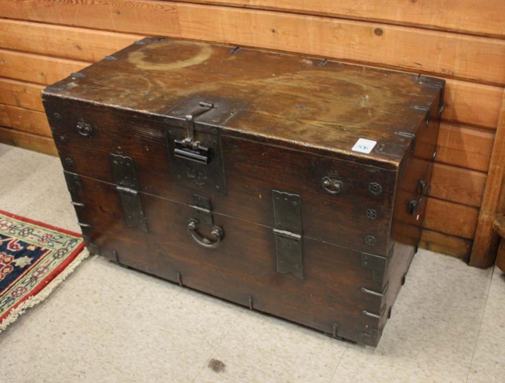 Appraisal: KOREAN 'BANDAJI' BLANKET CHEST drop-front design with iron hardware H