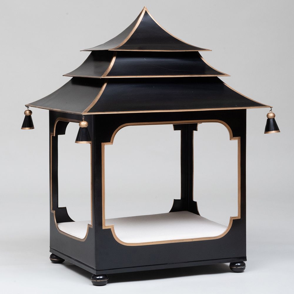 Appraisal: Black Painted and Parcel-Gilt T le Dog House of Recent