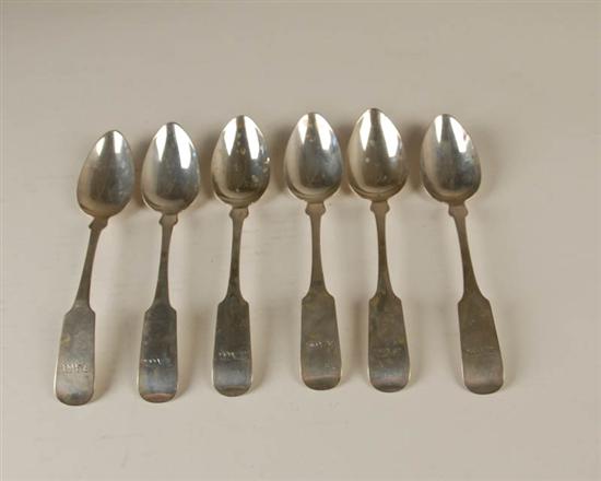 Appraisal: Six W I Tenney Coin Silver Soup Serving Spoons New