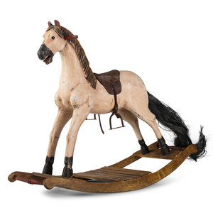 Appraisal: A Carved and Painted Wooden Rocking Horse Early th Century