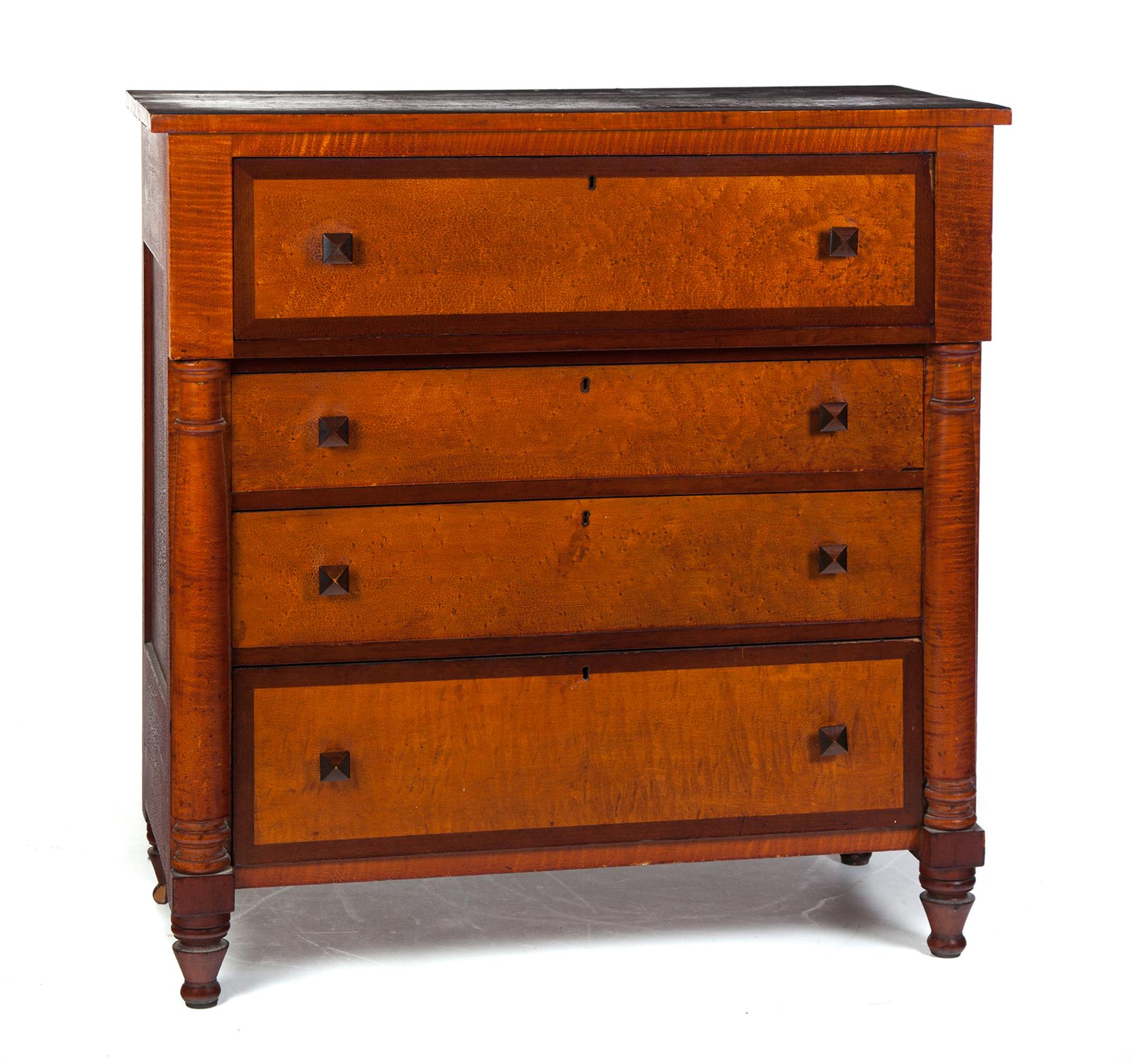 Appraisal: TRANSITIONAL SHERATON TO EMPIRE FOUR-DRAWER CHEST American nd quarter- th