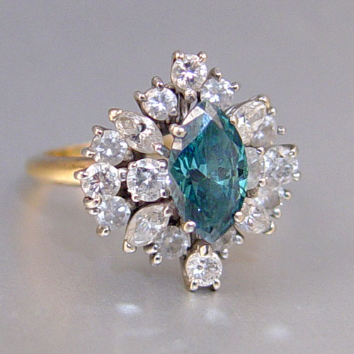 Appraisal: Ct BLUE GREEN COLORED DIAMOND RING K yellow gold ring