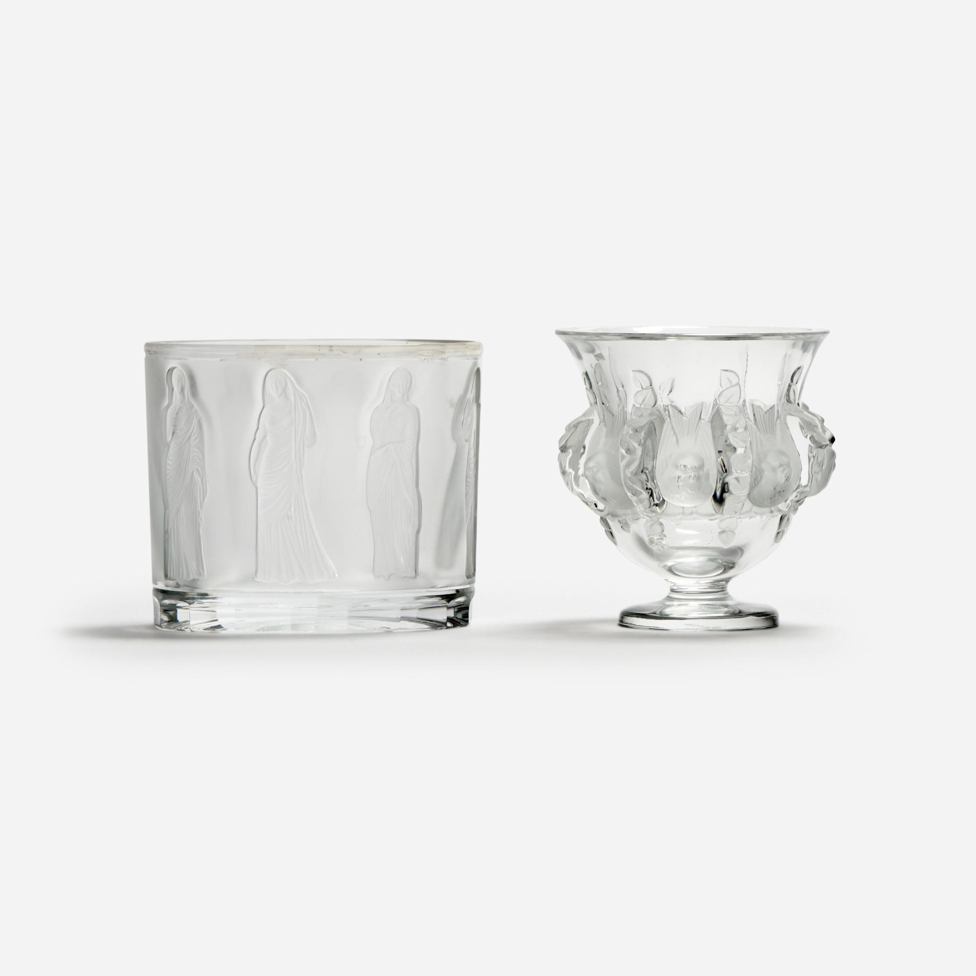 Appraisal: TWO LALIQUE FROSTED GLASS ARTICLES A pair of Lalique France