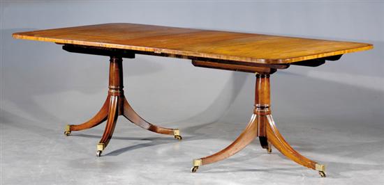 Appraisal: Regency style inlaid mahogany dining table Tibbenham of Ipswich crossbanded