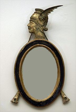 Appraisal: Empire-Style Painted and Parcel-Gilt Mirror x in