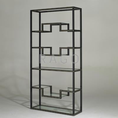 Appraisal: PIERRE VADEL Etagere Paris France s Painted metal and glass