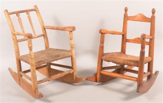 Appraisal: Early th Century Child's Rocking Chairs Two Early th Century