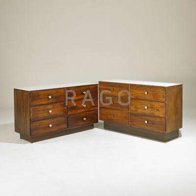 Appraisal: STYLE OF PAUL McCOBB Two six-drawer dressers USA s Stained