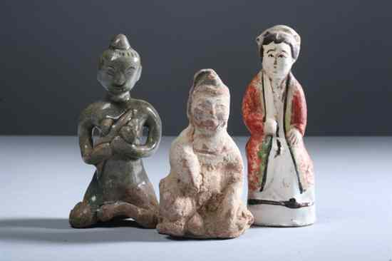 Appraisal: CHINESE TERRACOTTA FEMALE TOMB FIGURE circa A D Depicted seated