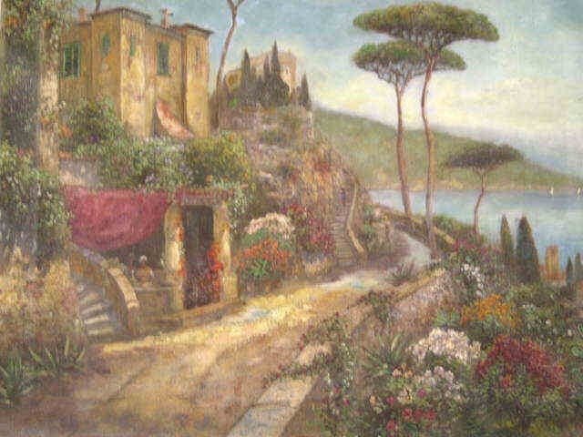 Appraisal: J Corti Oil on Canvas Lago d'Isso village along the