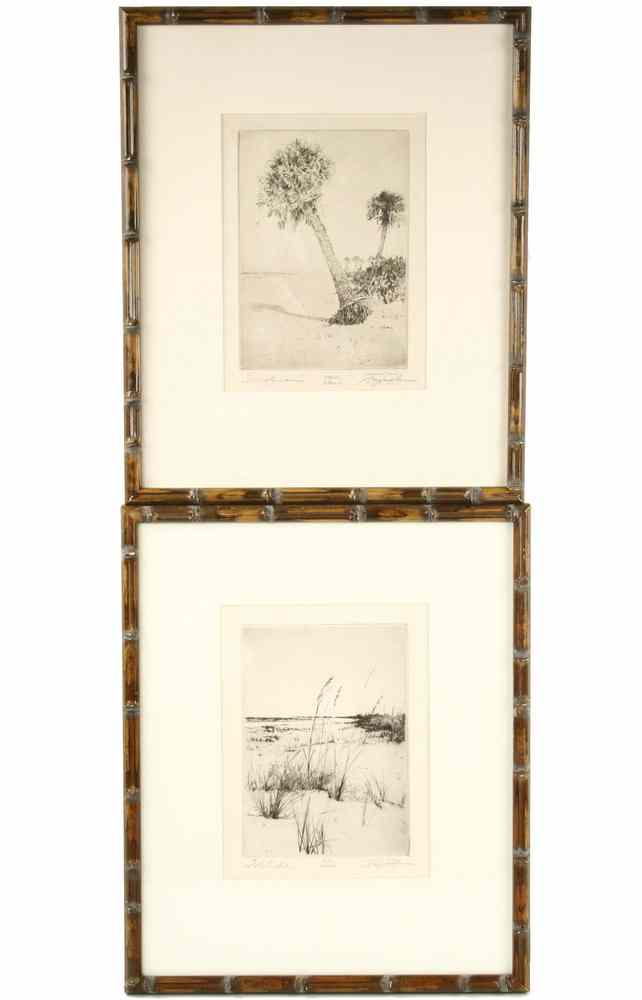 Appraisal: PAIR OF ETCHINGS- 'Solitude At Big Marco Florida' and 'Sunshine