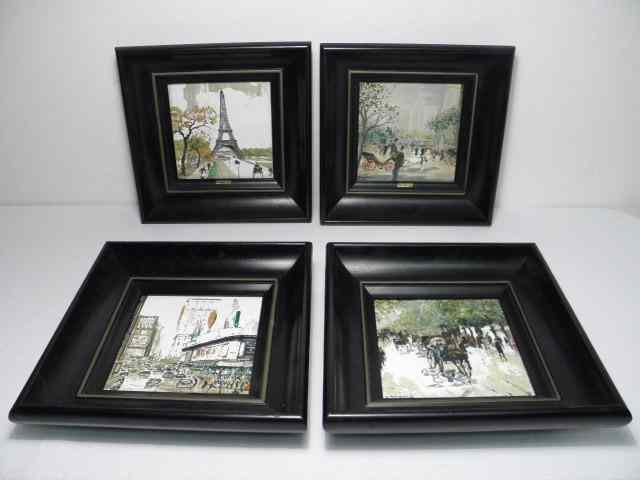 Appraisal: Four Mario Maresca oil on tile paintings Artist label affixed