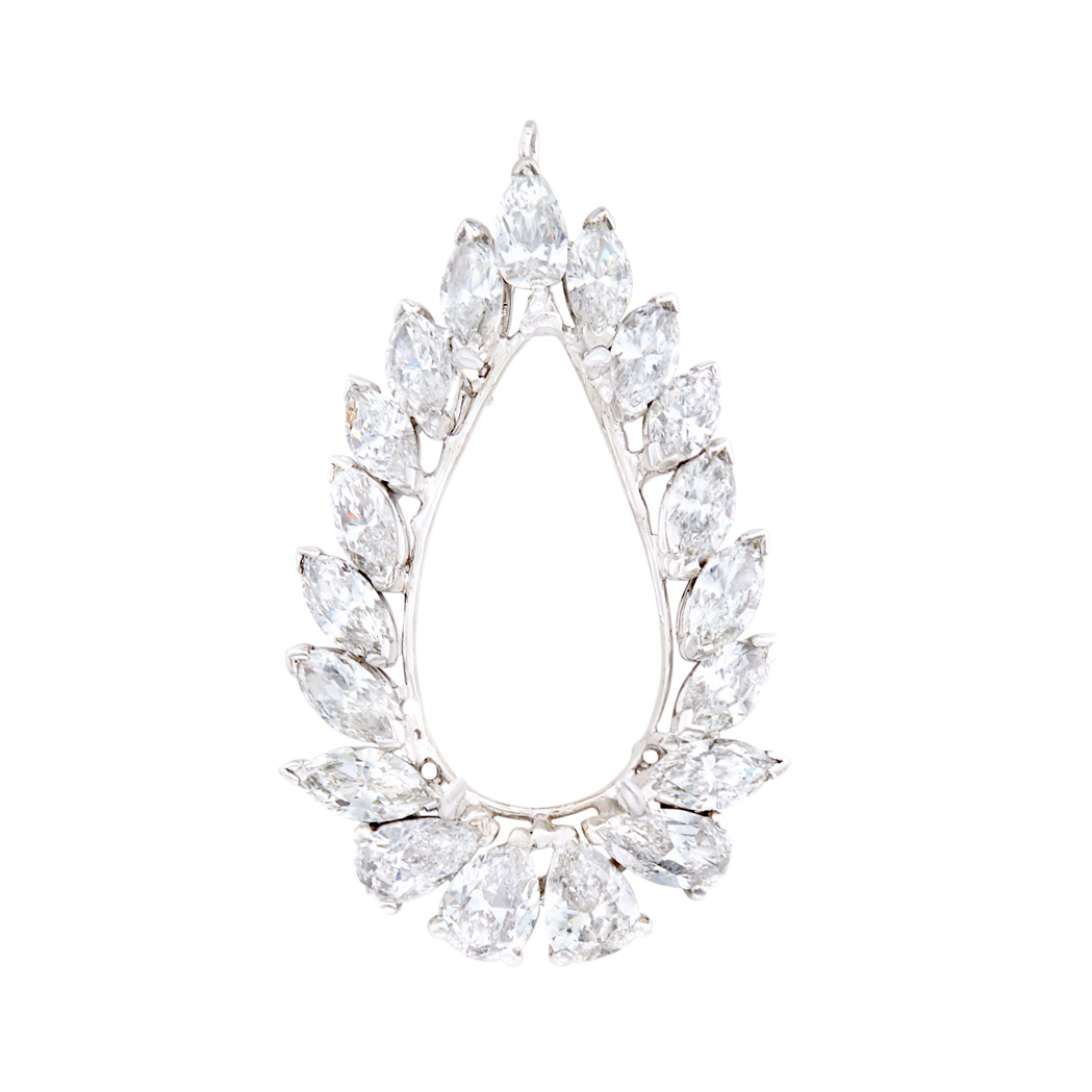 Appraisal: Platinum and Diamond Pendant Mounting pear-shaped marquise-shaped diamonds ap cts