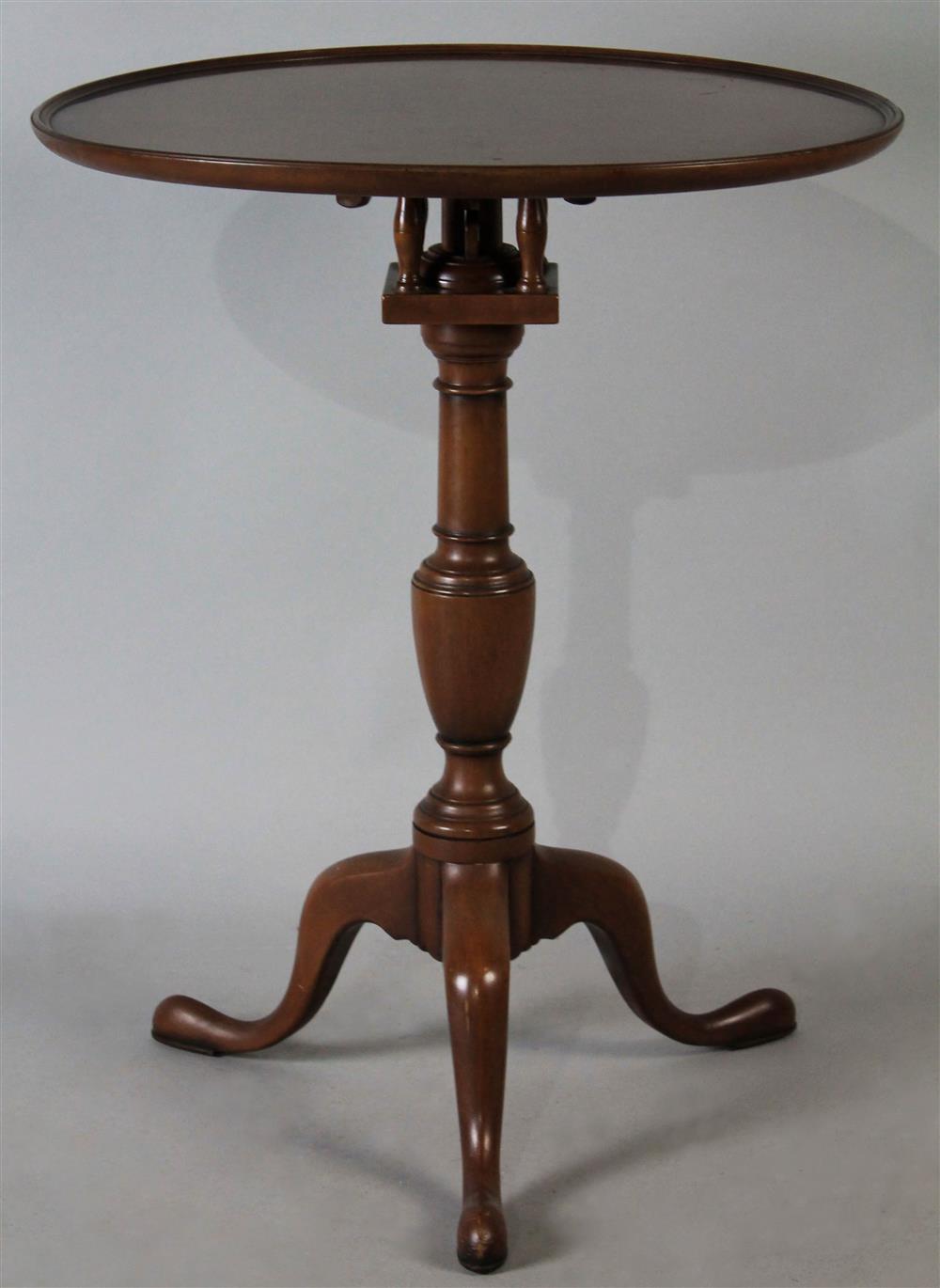 Appraisal: KITTINGER COLONIAL WILLIAMSBURG MAHOGANY CANDLESTAND having a tilting round dished