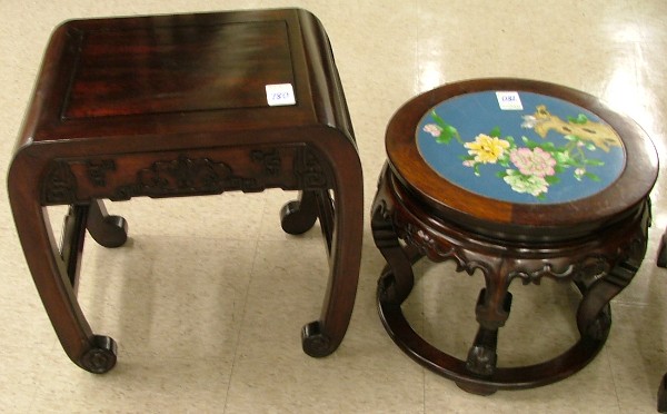 Appraisal: FOUR CHINESE ROSEWOOD OCCASIONAL TABLES pair of square tables with