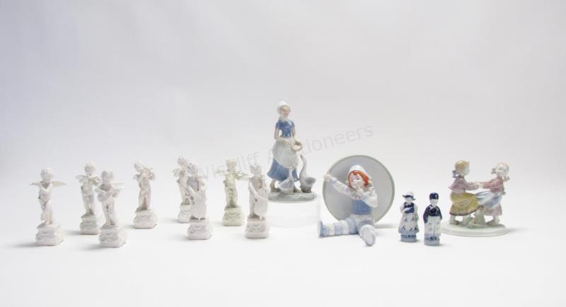 Appraisal: Group of Porcelain Figures including Dutch boy and girl blue