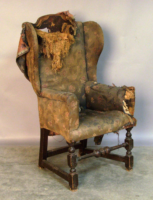 Appraisal: New England William Mary armchair ca converted to an easy