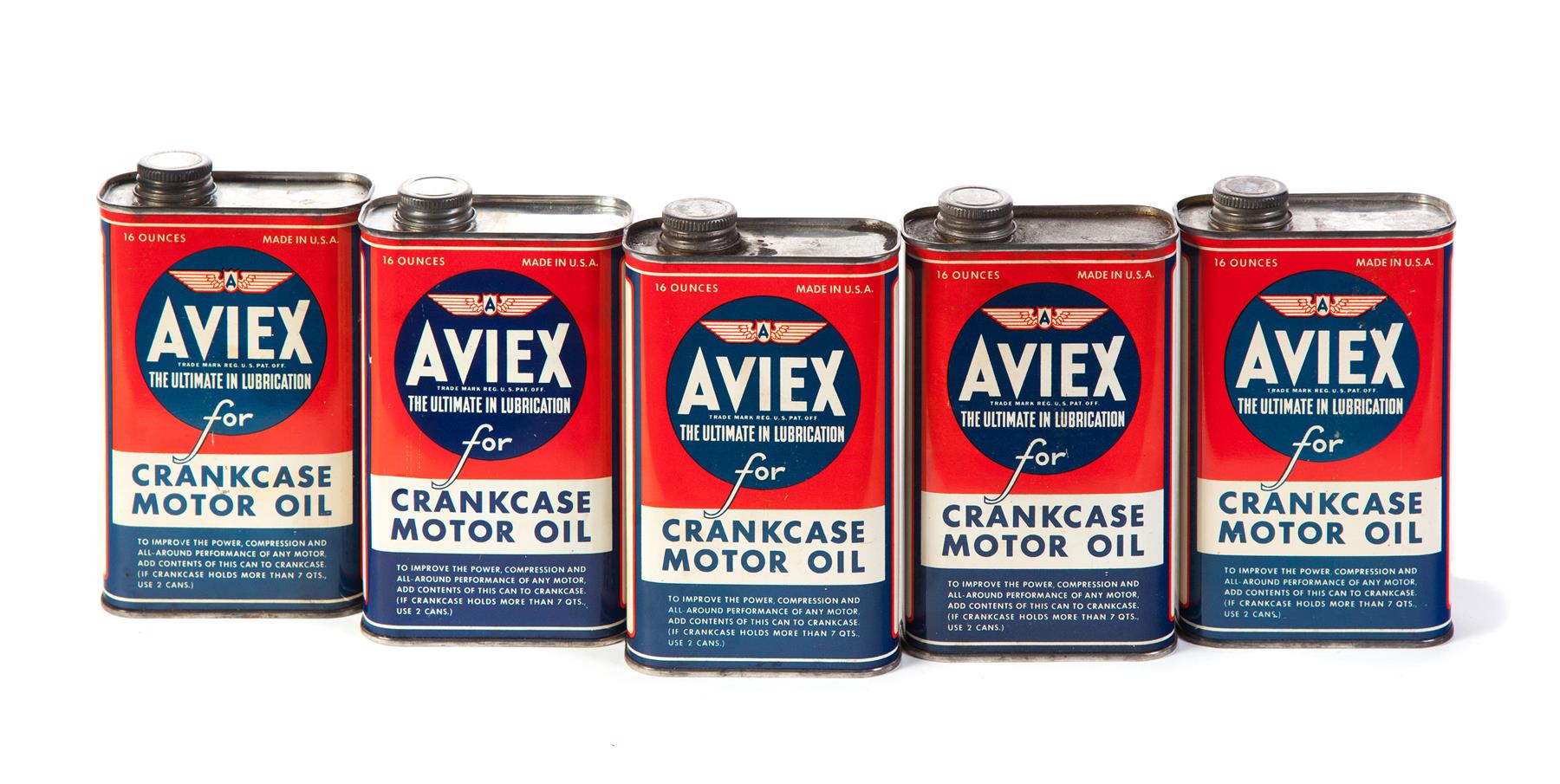 Appraisal: FIVE AVIEX CANS American mid th century Five flat ounce