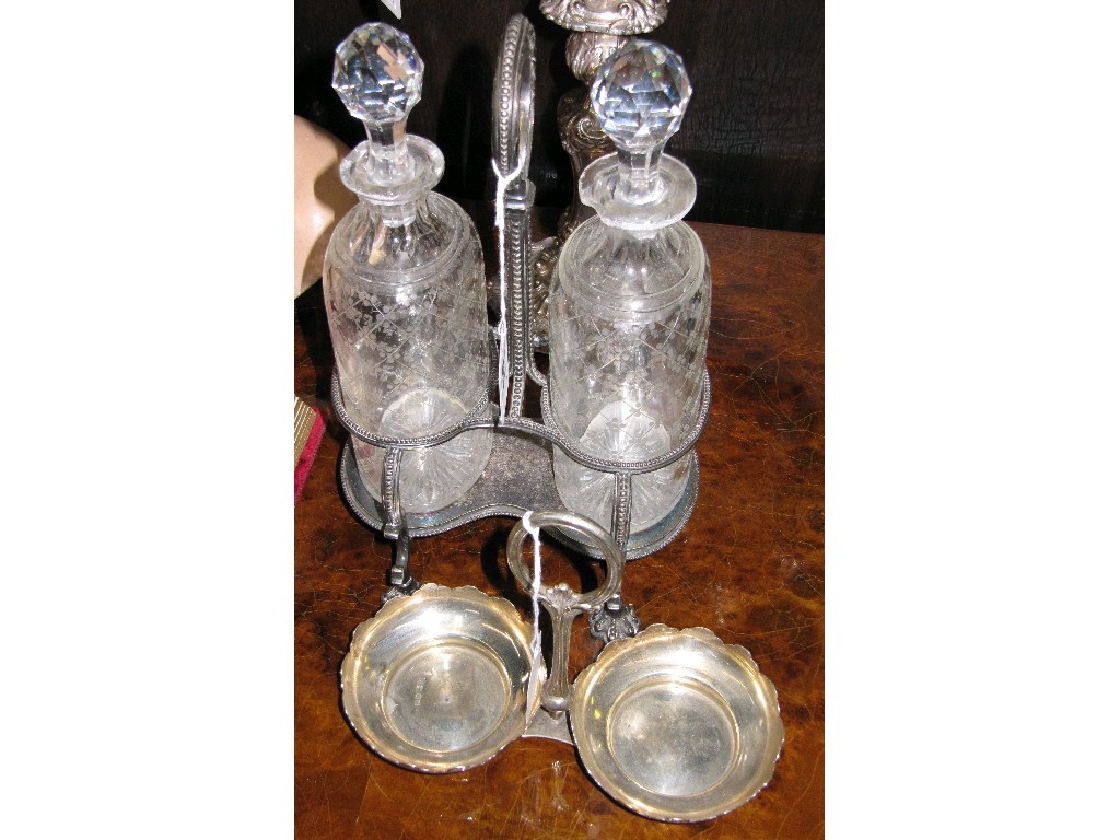 Appraisal: Lot comprising two-bottle decanter stand and another part stand