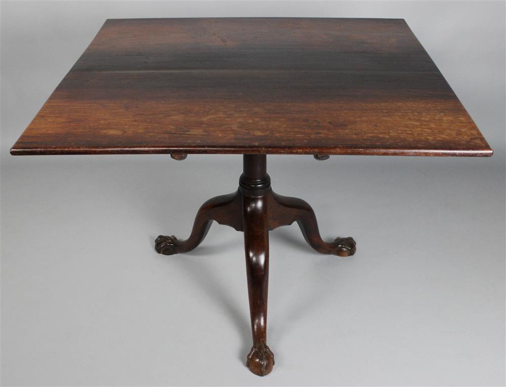 Appraisal: BRITISH COLONIAL ROSEWOOD SQUARE TOP TEA TABLE the large hinged