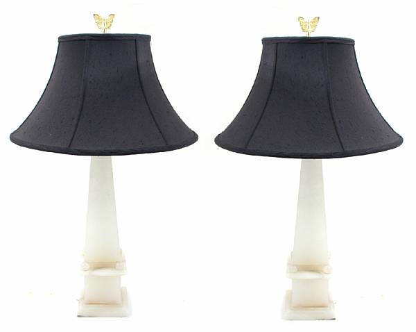 Appraisal: A pair of white onyx table lamps height in