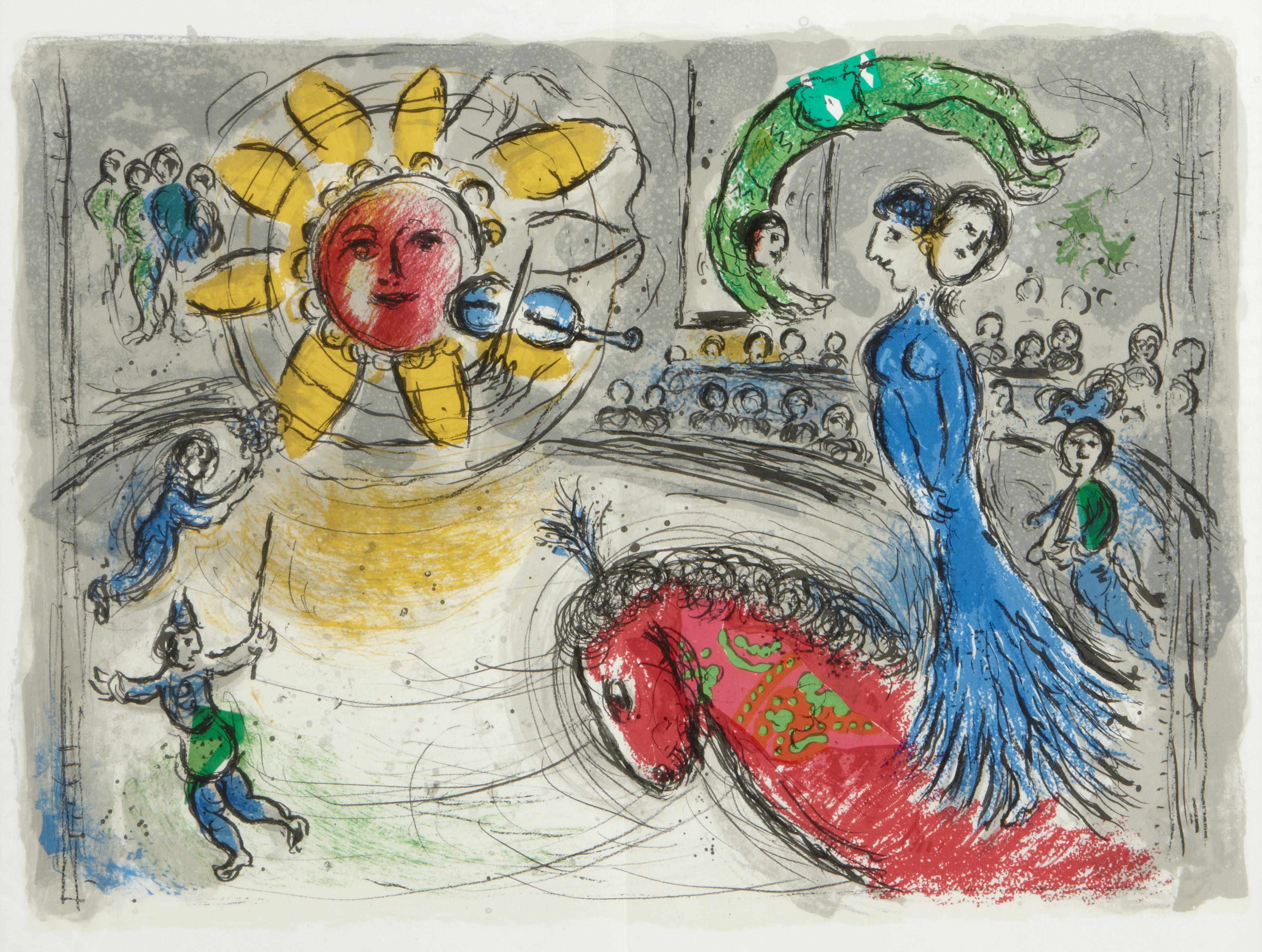 Appraisal: Marc Chagall Russian French - Sun with Red Horse from