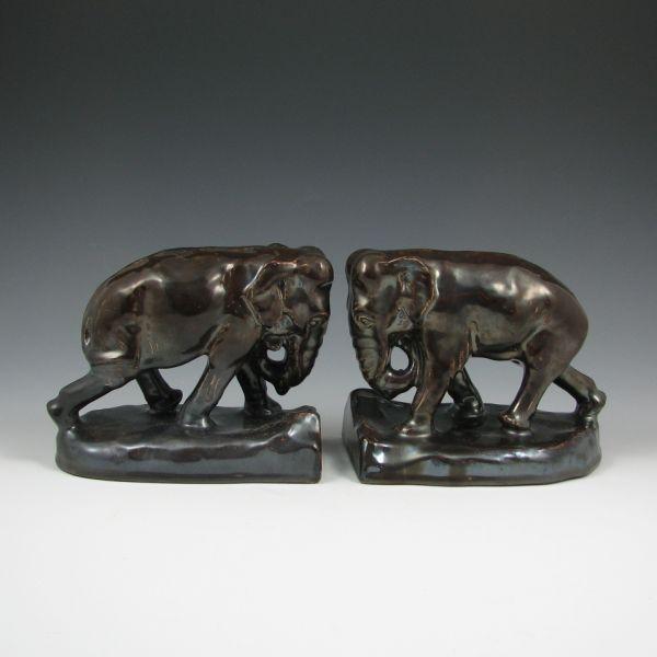 Appraisal: Rookwood elephant bookends finished in a very nice gunmetal metallic