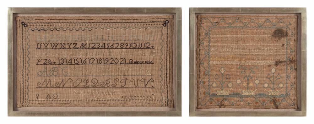 Appraisal: TWO NEW ENGLAND NEEDLEWORK SAMPLERS TH CENTURY FRAMED X AND