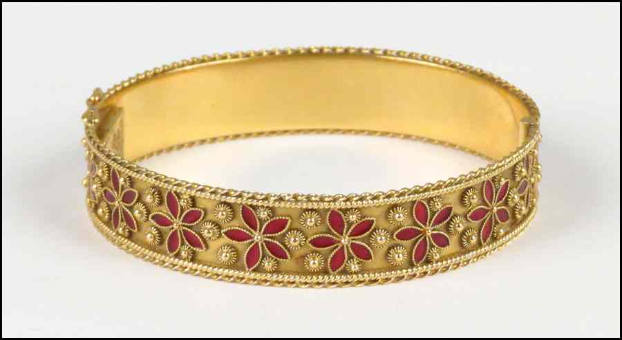 Appraisal: ENAMEL AND KARAT YELLOW GOLD BRACELET grams Condition No Specific