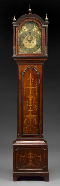 Appraisal: A George III inlaid mahogany quarter chiming tall case clock