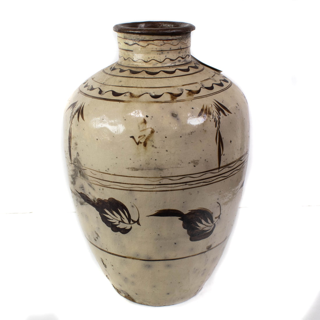 Appraisal: MING DYNASTY CIZHOU TYPE GLAZED STONEWARE JAR Ming dynasty Cizhou