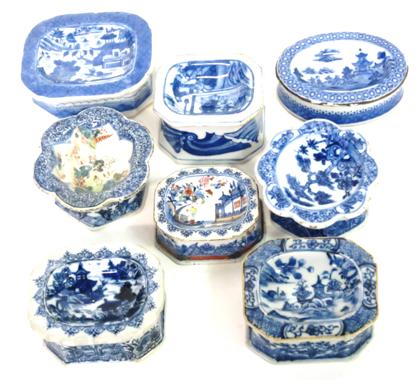 Appraisal: Eight Chinese Export Porcelain blue and white salts th century