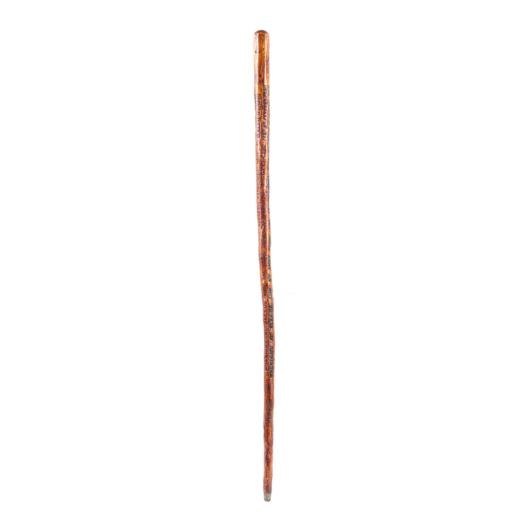 Appraisal: Carved Folk Art Walking Stick Dated unusual walking stick with