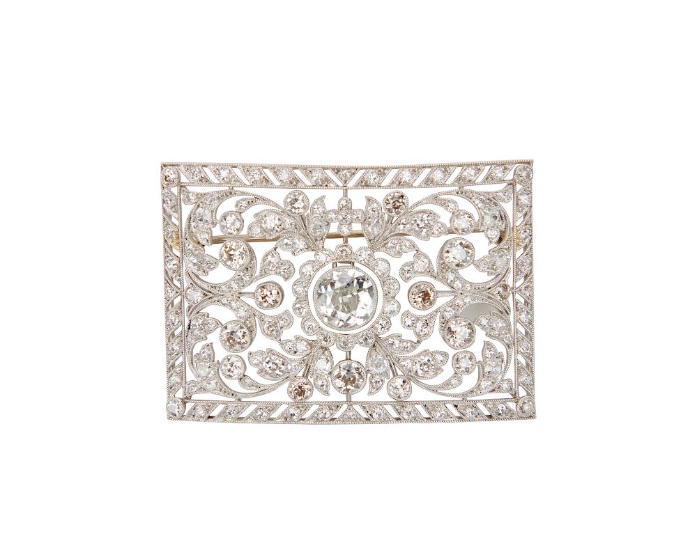 Appraisal: DREICER CO Platinum and Diamond Brooch DREICER CO Platinum and