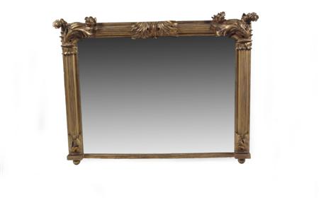 Appraisal: An early th century giltwood overmantel mirror of reeded rectangular