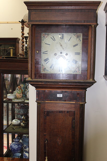 Appraisal: A TH CENTURY OAK AND MAHOGANY HOUR LONGCASE CLOCK the