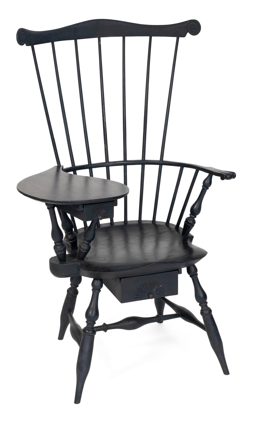 Appraisal: WRITING ARM WINDSOR CHAIR TH CENTURY BACK HEIGHT SEAT HEIGHT