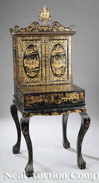 Appraisal: A Fine Regency Chinese Export Gilt and Black Lacquer Lady's