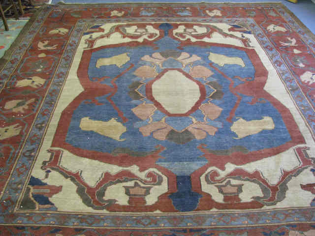 Appraisal: Unusual Persian Handmade Rug great design earthtones ' X '