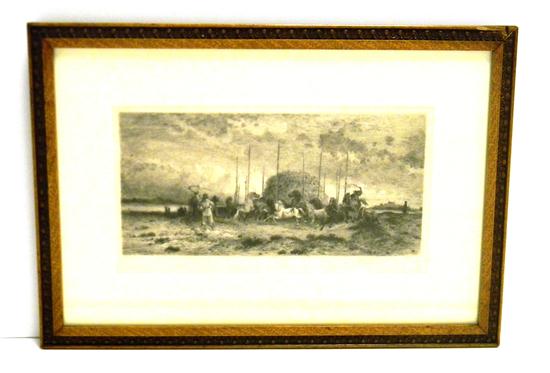 Appraisal: Peter Moran American - Harvest New Mexico c etching depicting