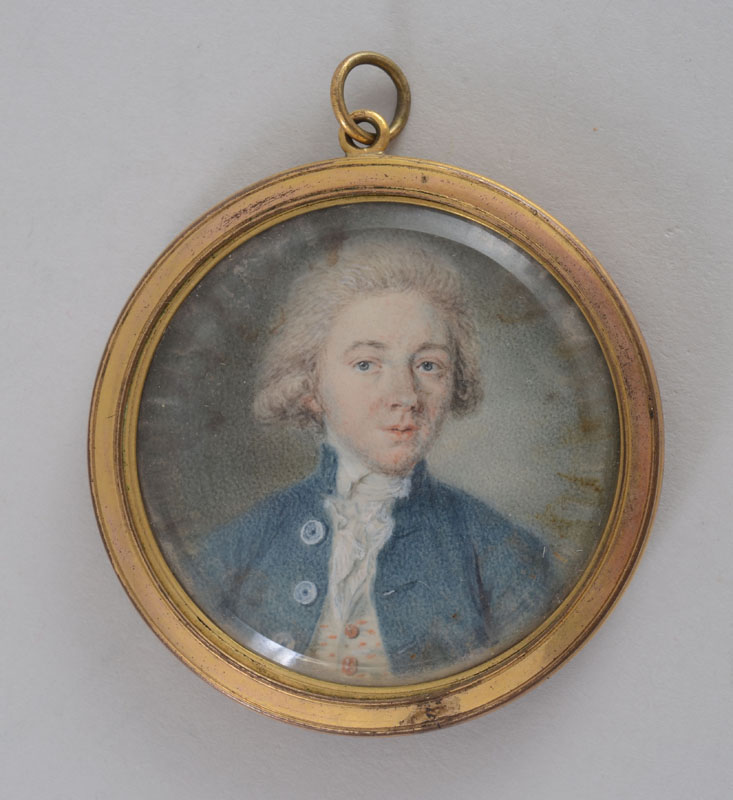 Appraisal: FRENCH SCHOOL PORTRAIT MINIATURE OF A YOUNG MAN Watercolor on