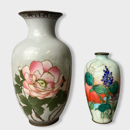 Appraisal: Two Meiji period Japanese Cloisonne vases One depicting a large