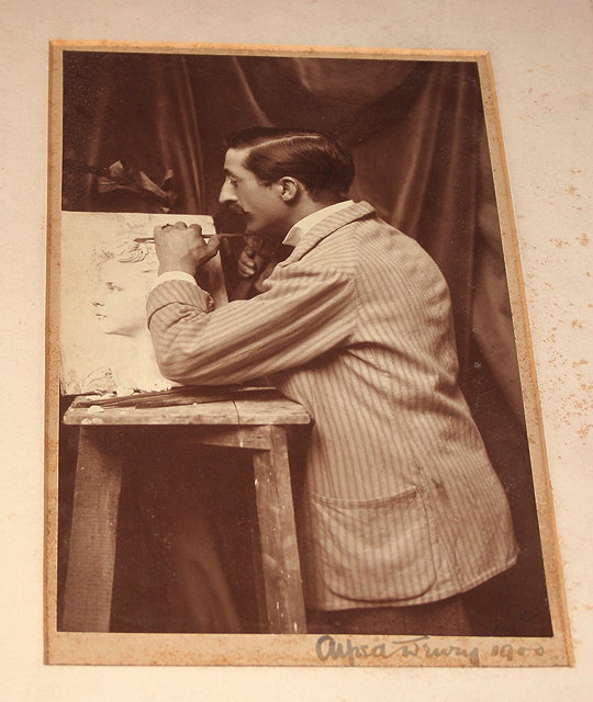 Appraisal: A BLACK AND WHITE PHOTOGRAPH OF THE SCULPTOR ALFRED DRURY