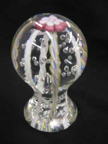 Appraisal: Art Glass Paperweight cane floral with latticino ribbon drapery effect