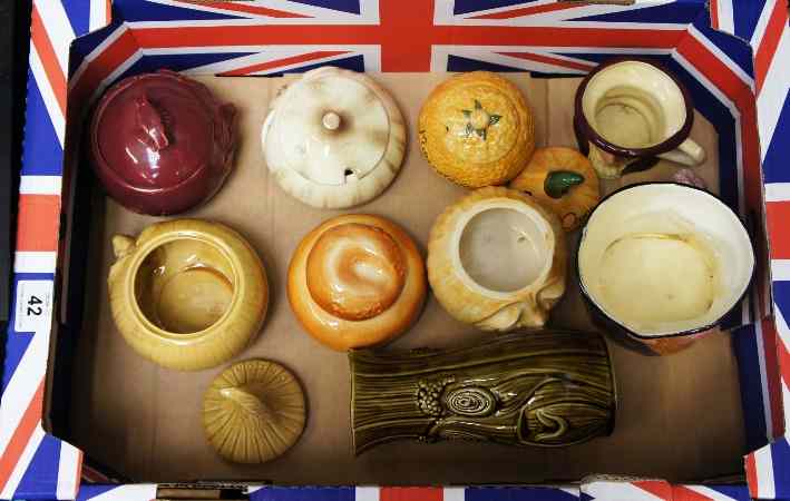 Appraisal: A collection of old kitchen jars comprising beetroot sylvac onions