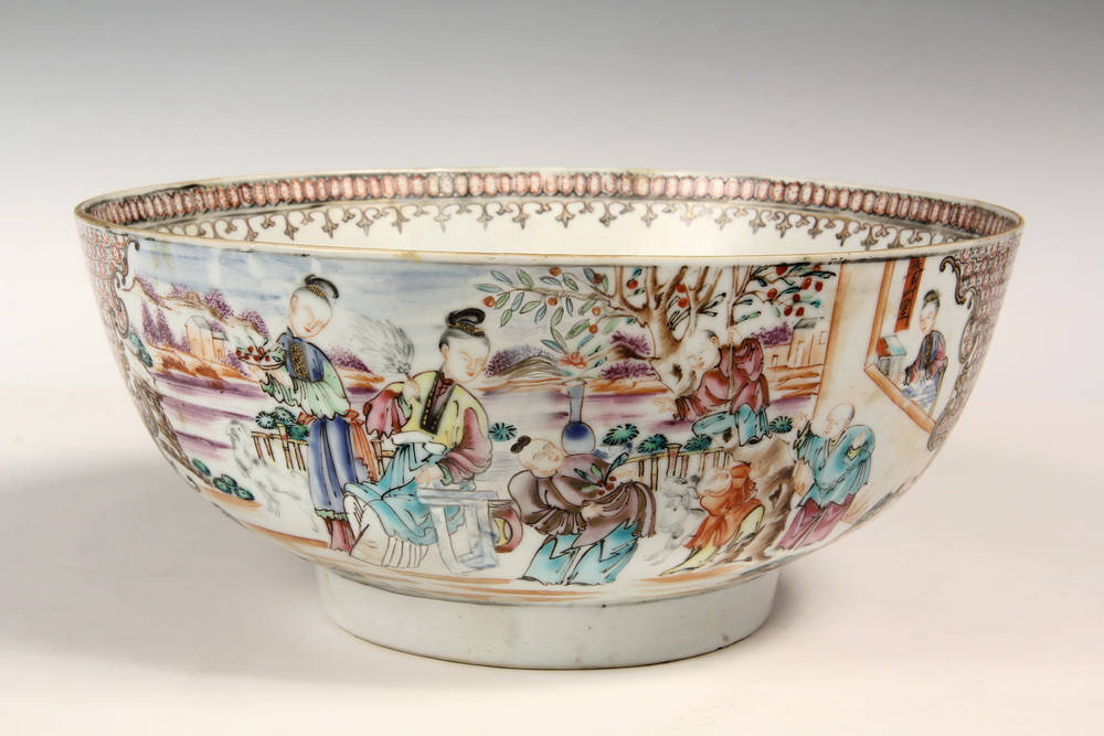 Appraisal: CHINESE EXPORT PUNCH BOWL - th c Famille Rose Pattern